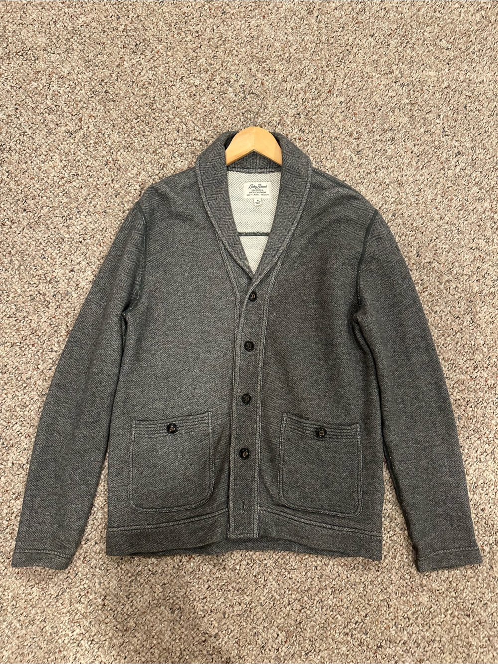 Lucky Brand Gray Men's Cardigan Sweater Size Medium